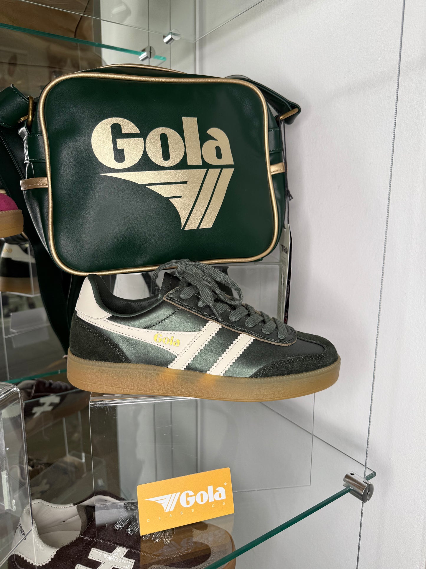 Gola - Viper Bottle Green Suede & Metallic Leather Trainer