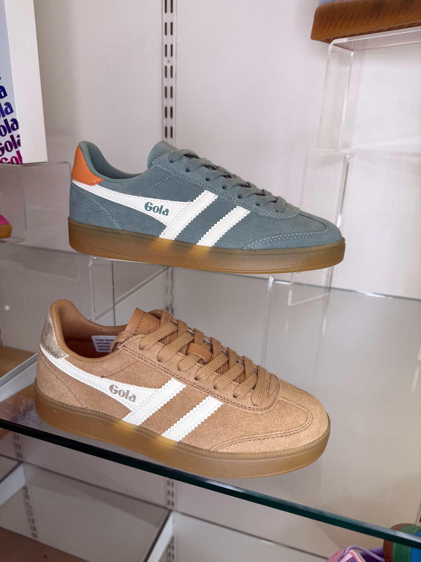 Gola - Viper Soft Green Trainer With White Leather & Orange Trim