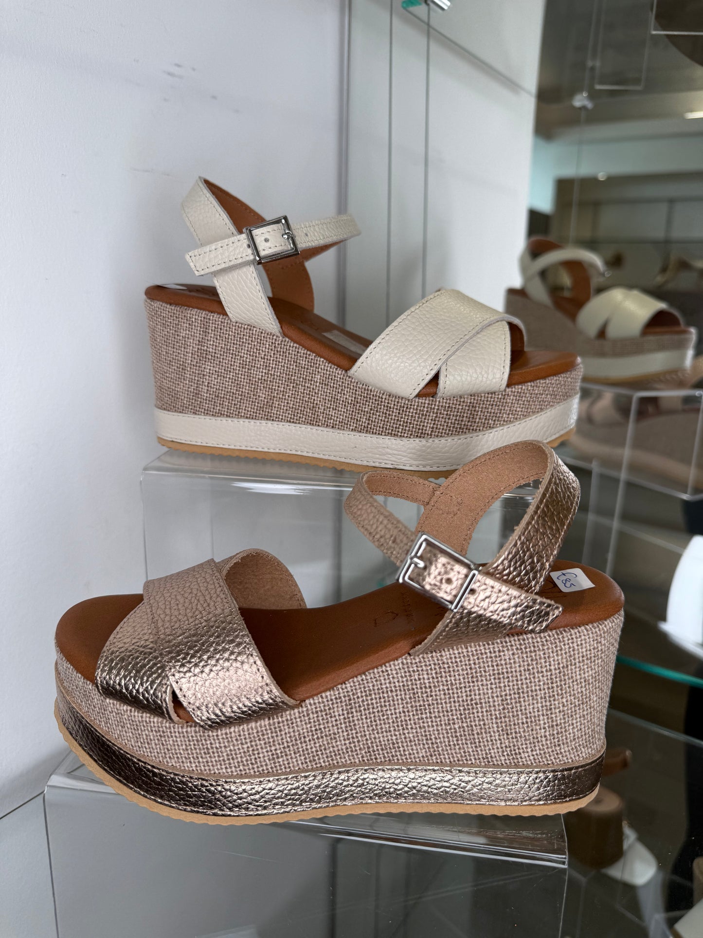 Oh My Sandals - Soft Cream Leather Wedge Sandal