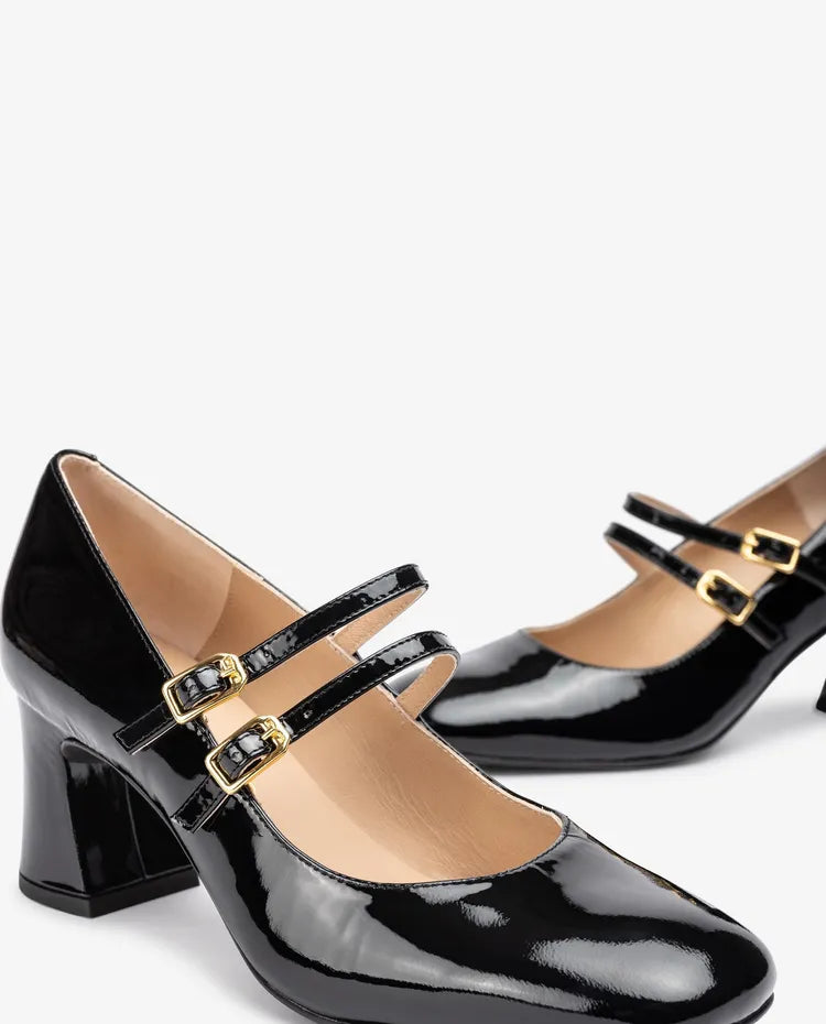 Unisa -  Black Patent Mary Jane Shoe With Double Strap