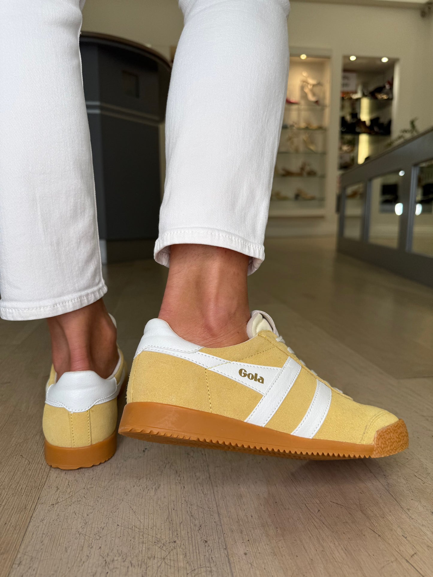 Gola - Elan Cornflower Yellow Suede Trainer With White Leather Trim