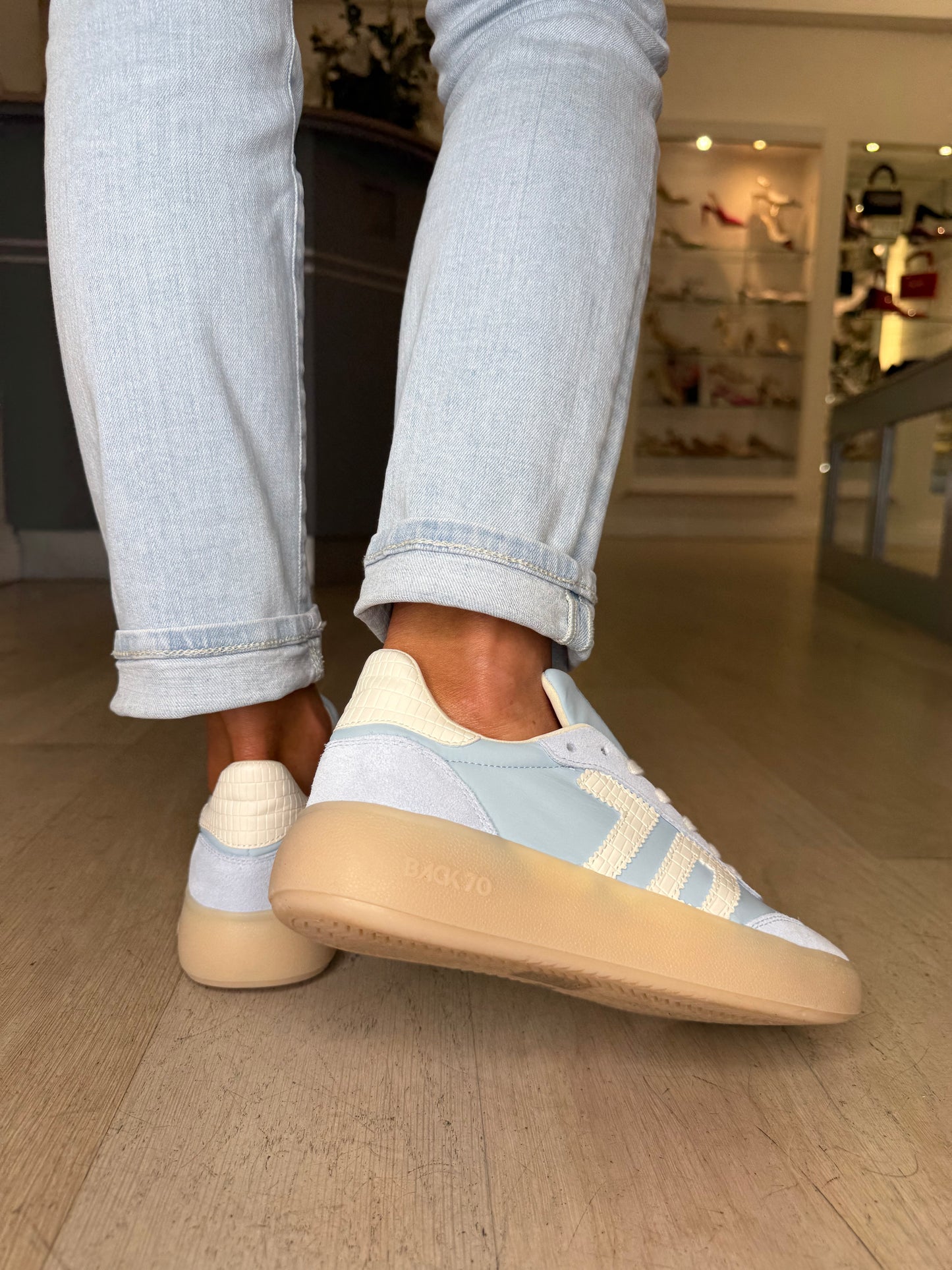 Back 70 - Sky Blue Platform Trainer With Fresh White Trim