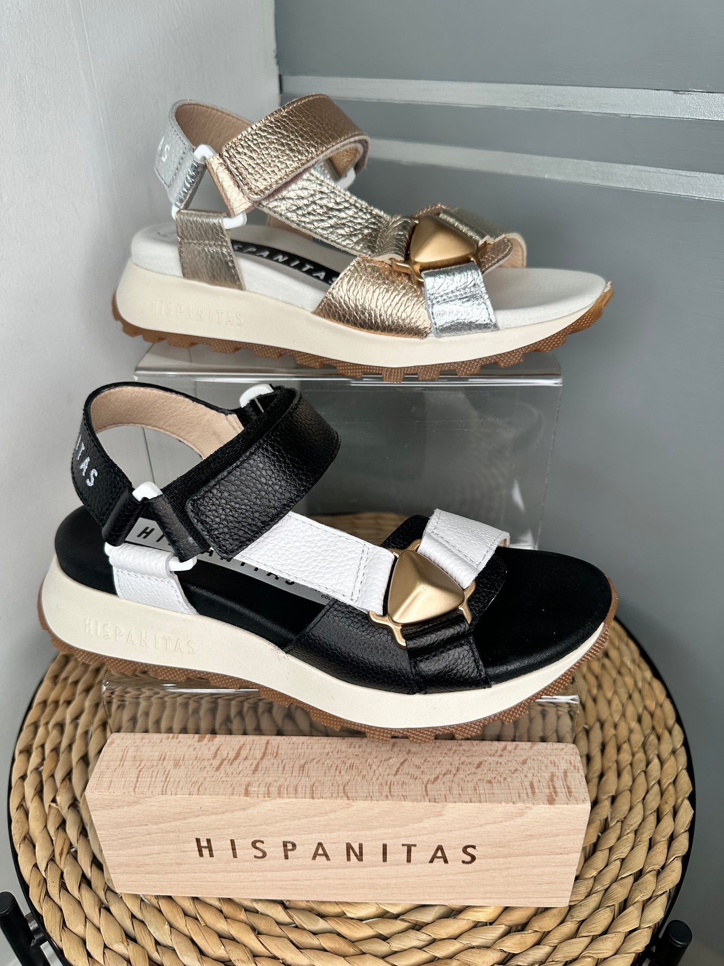 Hispanitas - Multi Metallic Leather Sandal With Velcro Strap