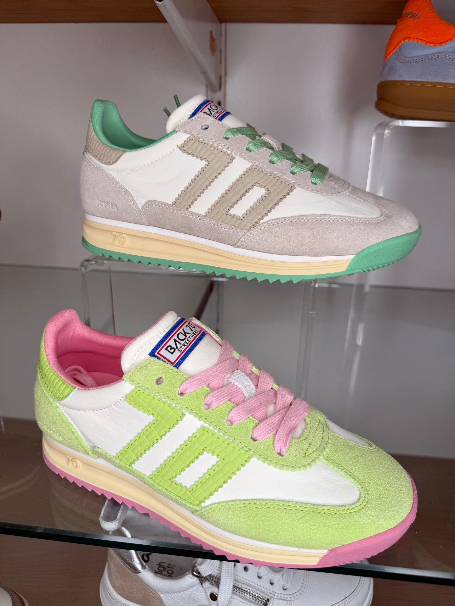 Back 70 - Mint Green/Stone Suede Trainer