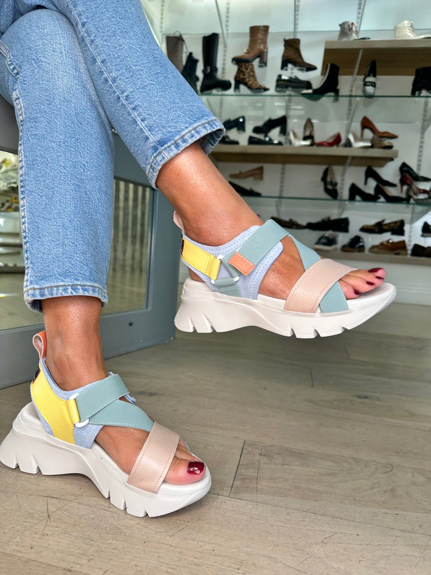 Hispanitas - Soft Multicoloured Chunky Sole Sandal With Velcro Strap