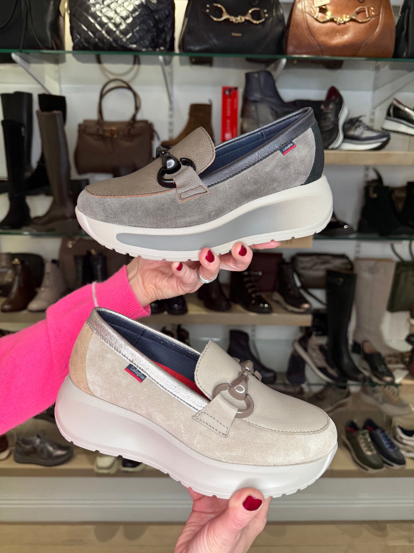 Callaghan - Soft Brown/ Taupe Mix Slip On Chunky Sole Shoe