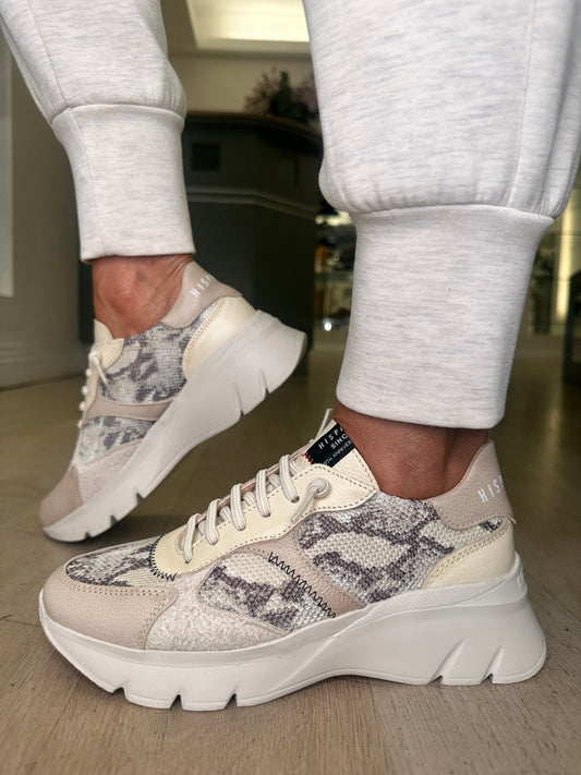 Hispanitas -Python Print Cream Mix Pull On Trainer