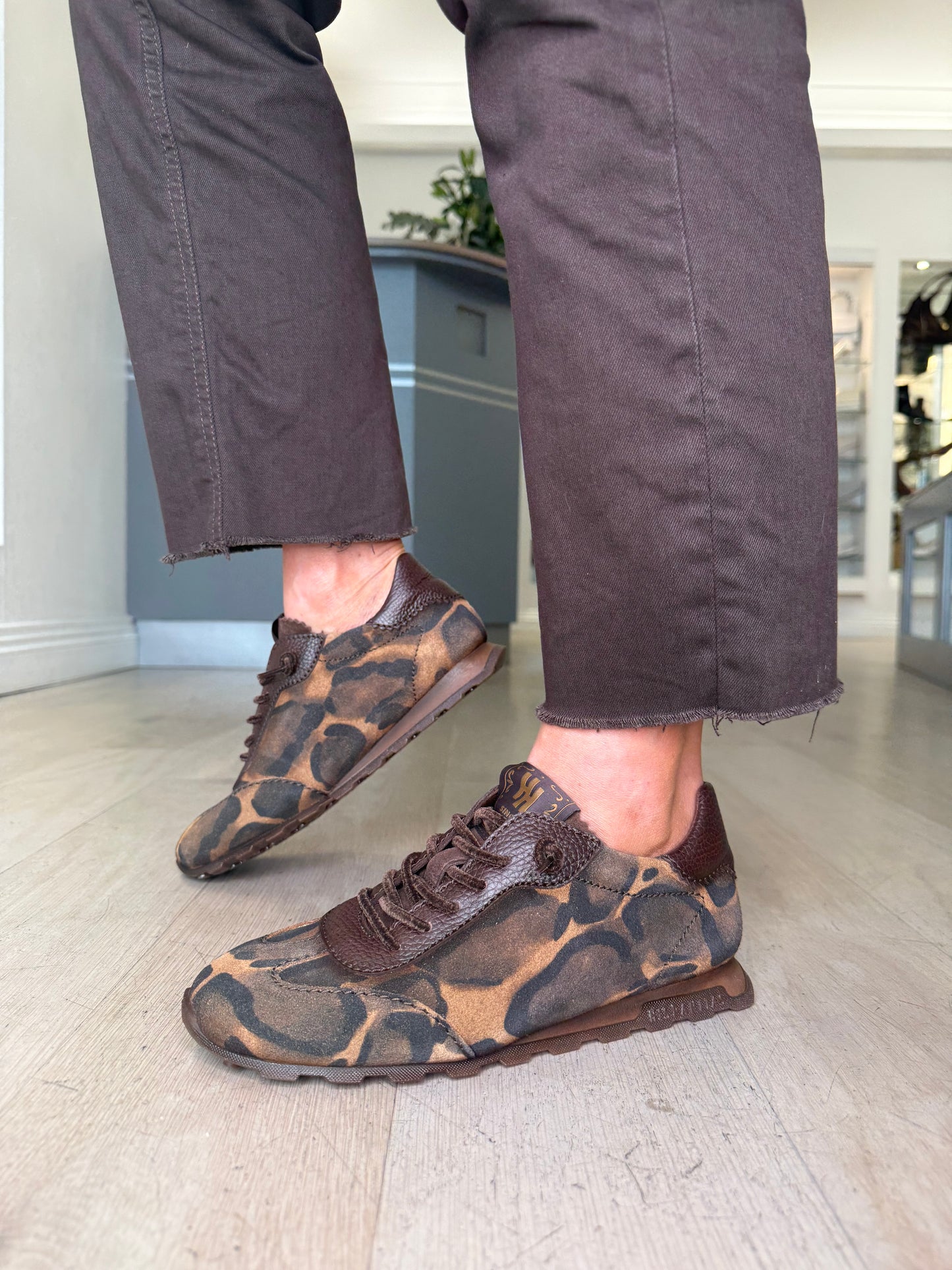 Hispanitas - Rich Leopard Print Trainer With Brown Leather Trim