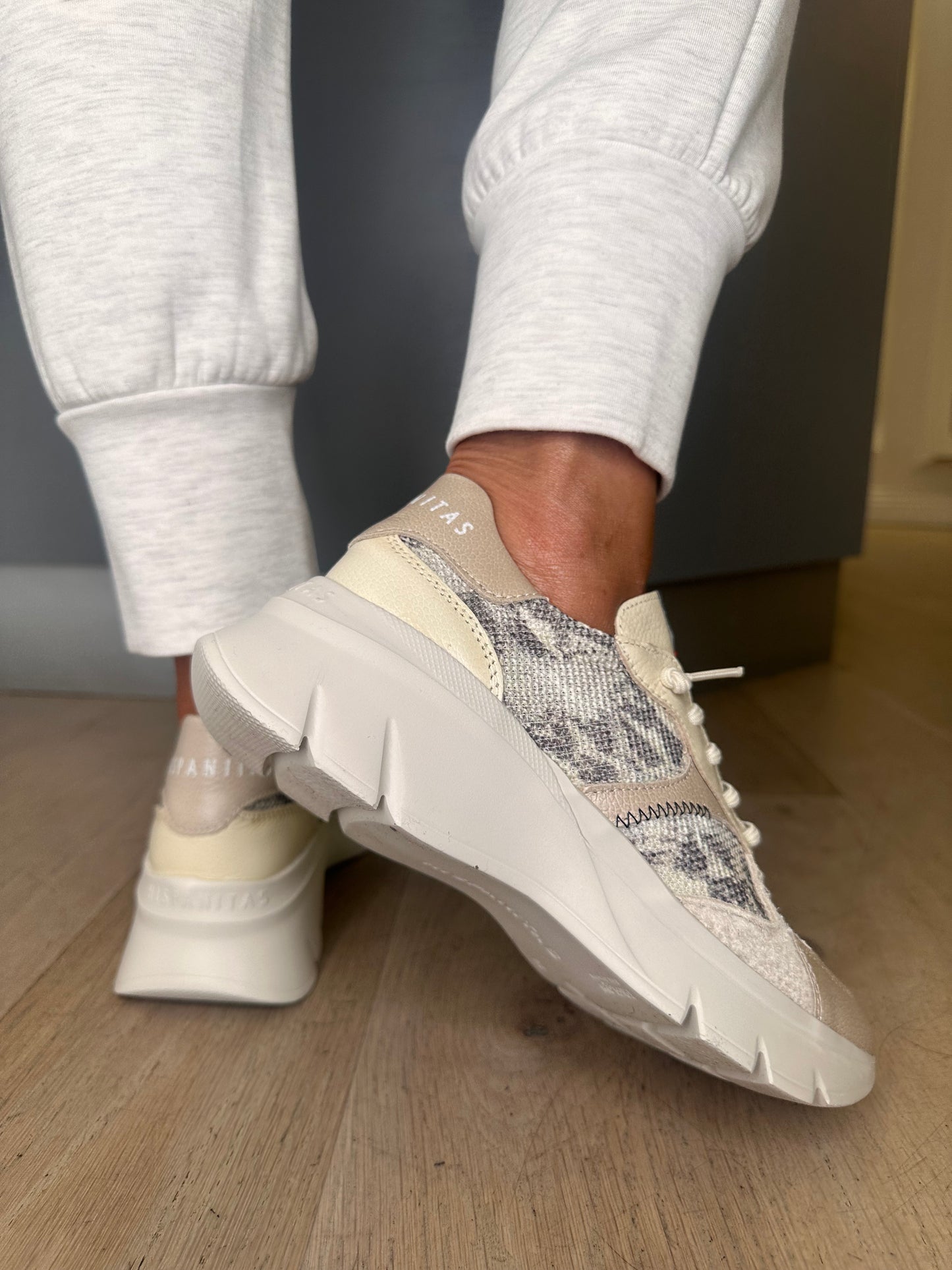 Hispanitas -Python Print Cream Mix Pull On Trainer