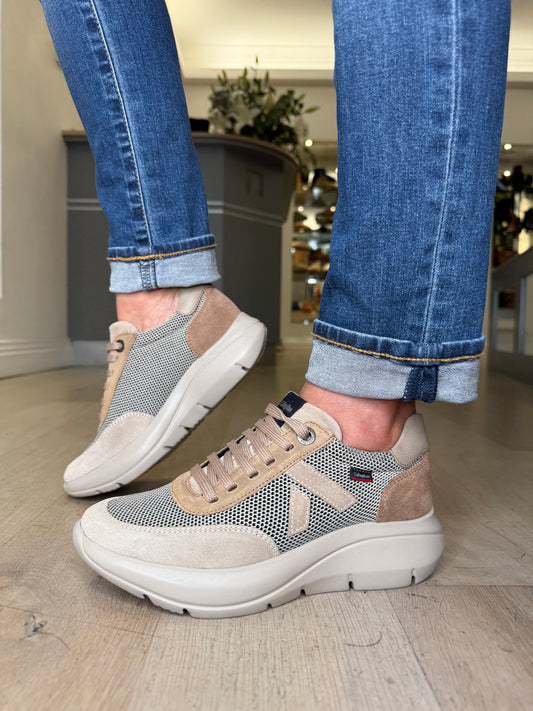 Callaghan - Soft Brown/ Beige Suede Chunky Sole Trainer