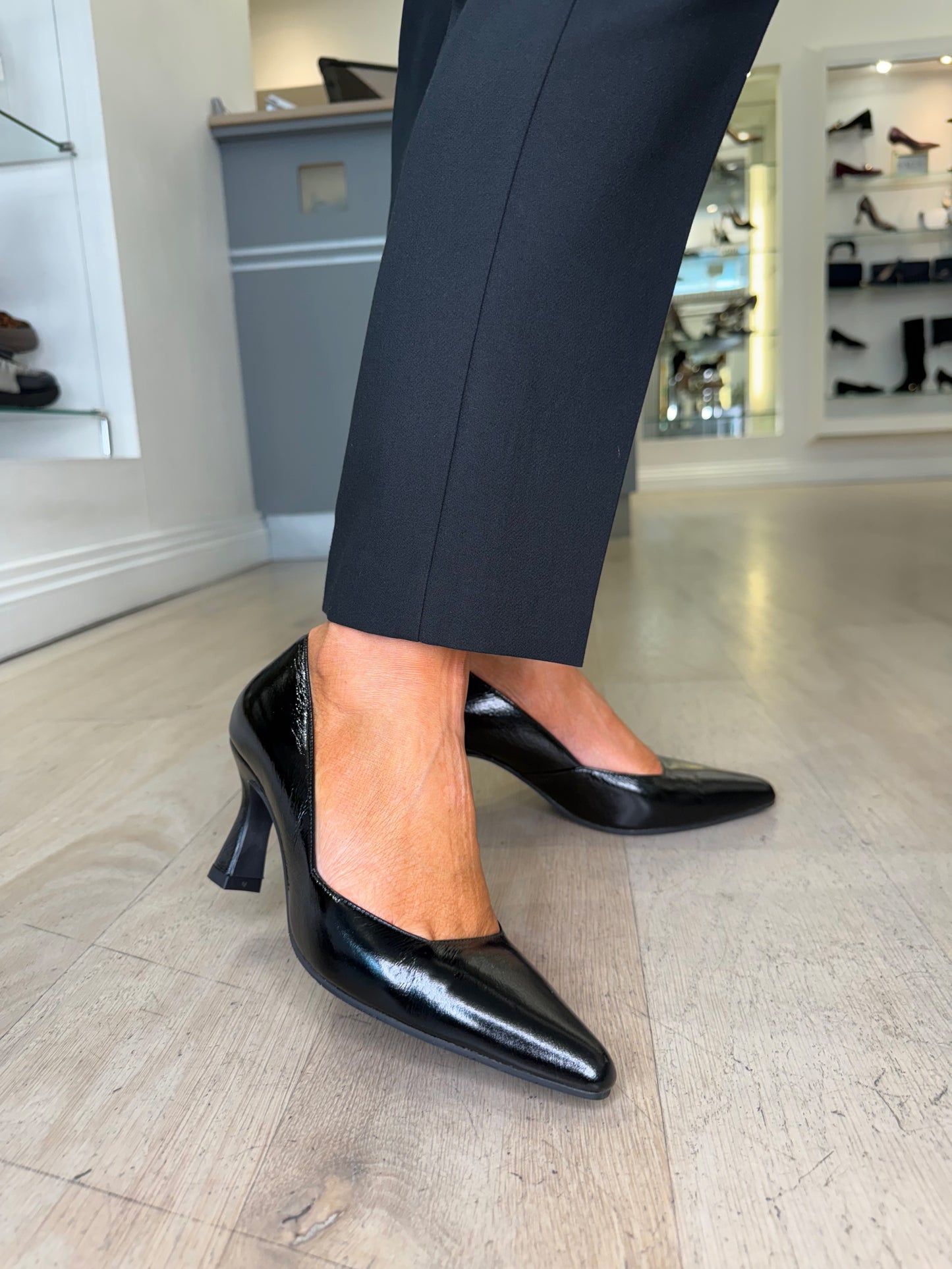 Lodi - Black Flexy Patent Court Shoe