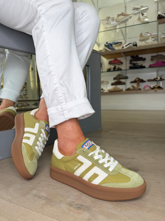 Back 70 - Olive Suede & Fabric Mix Platform Trainer