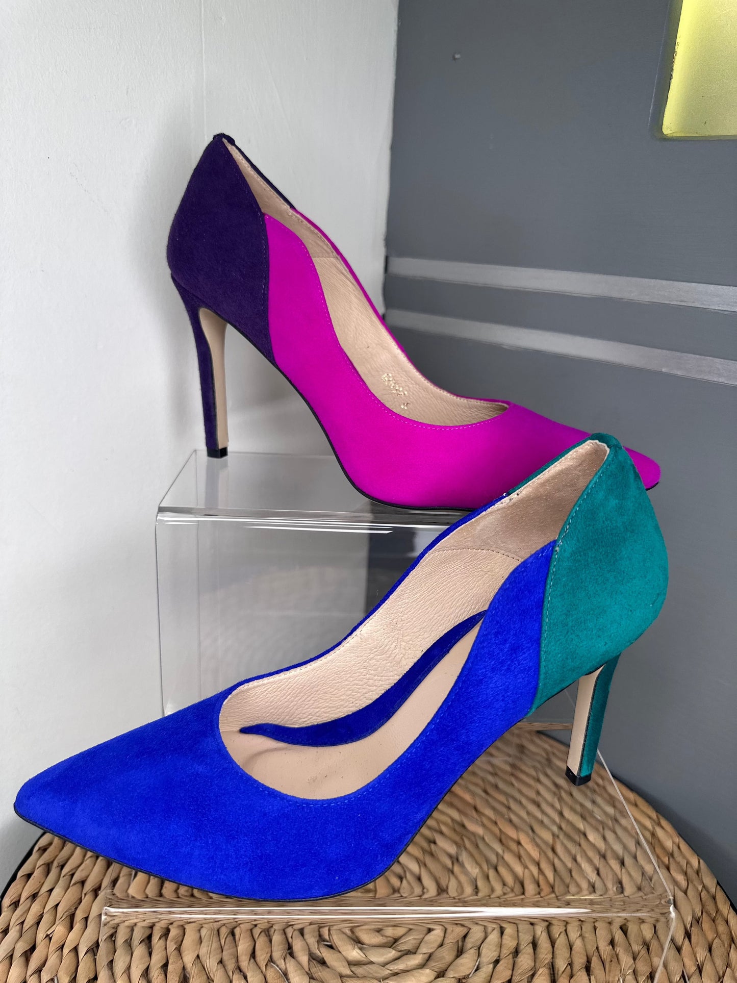 Emis -Cobalt Blue/Green Suede Court Shoe