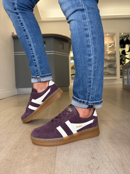 Gola - Grandslam Plum Suede Trainer With White Trim