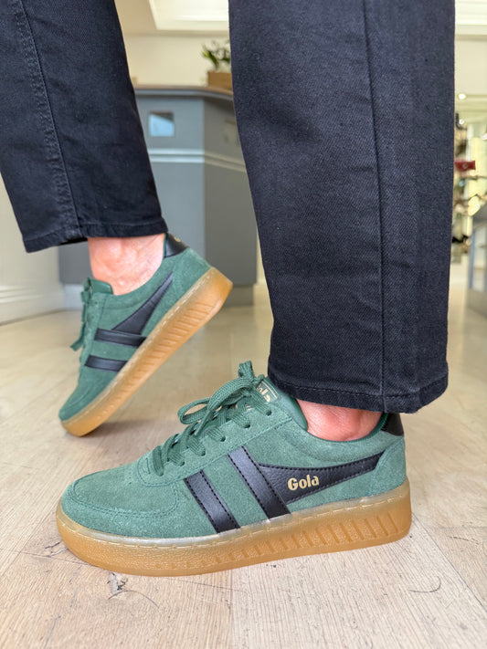 Gola - Grandslam Evergreen Suede Trainer With Black Leather Trim & Gum Sole