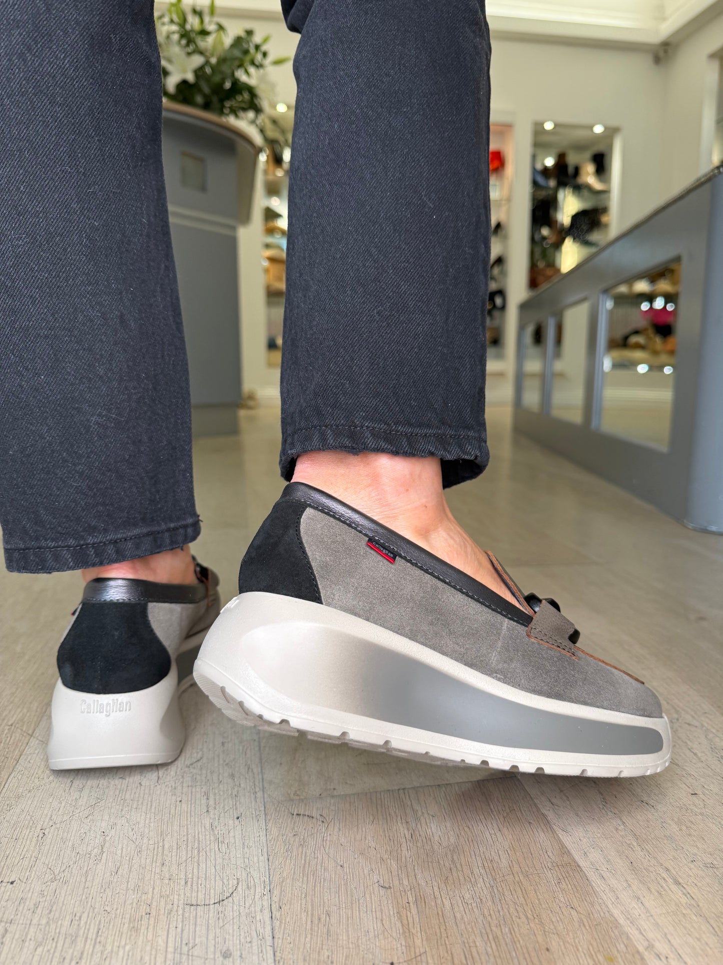 Callaghan - Soft Brown/ Taupe Mix Slip On Chunky Sole Shoe