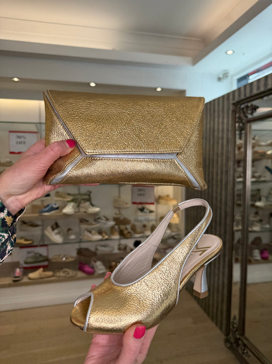 Marian -Matching Soft Metallic Gold Clutch Bag