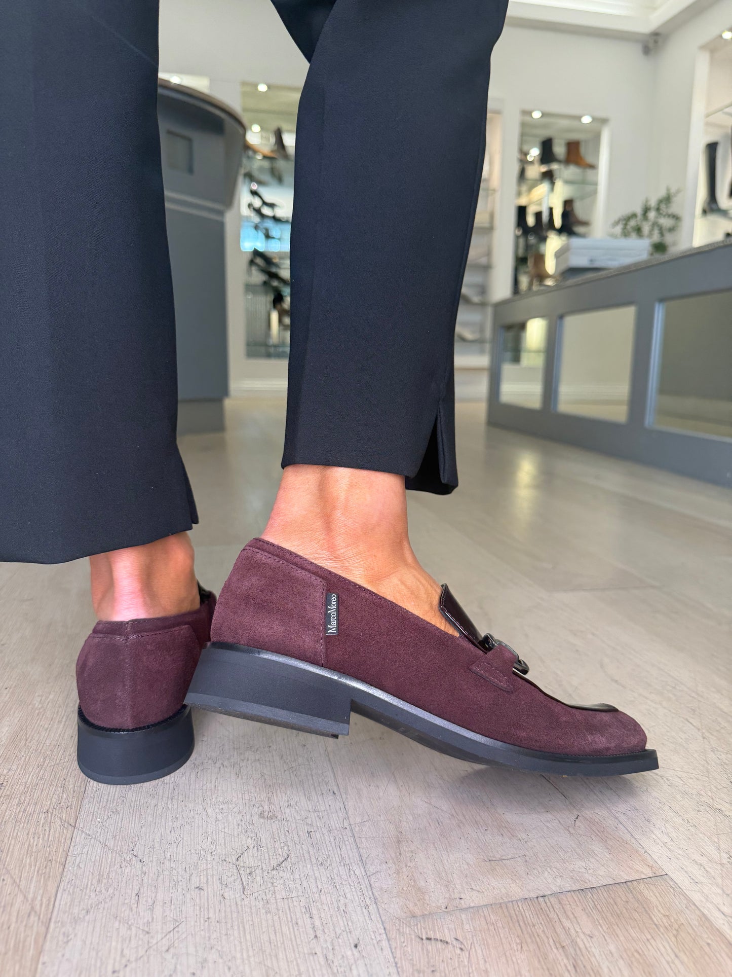 Marco Moreo - Rich Burgundy Suede & Black Patent Slip On Loafer