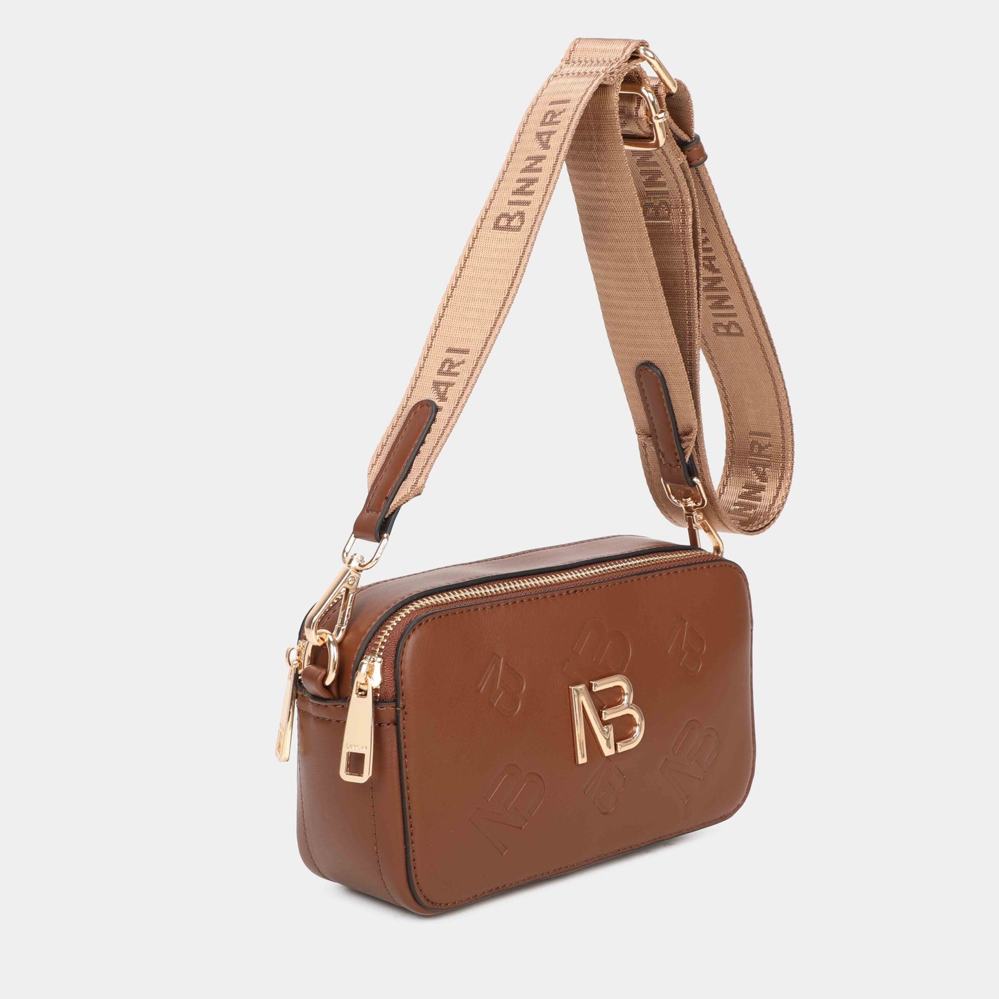 Binnari - Carmona Tan Logo Square Crossover Bag