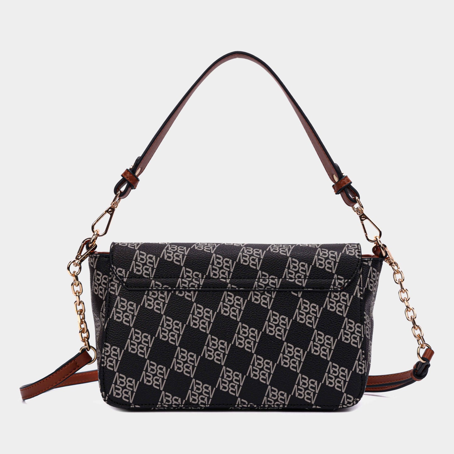 Binnari - Loja Black & Grey Mix Flap Printed Should & Crossover Bag