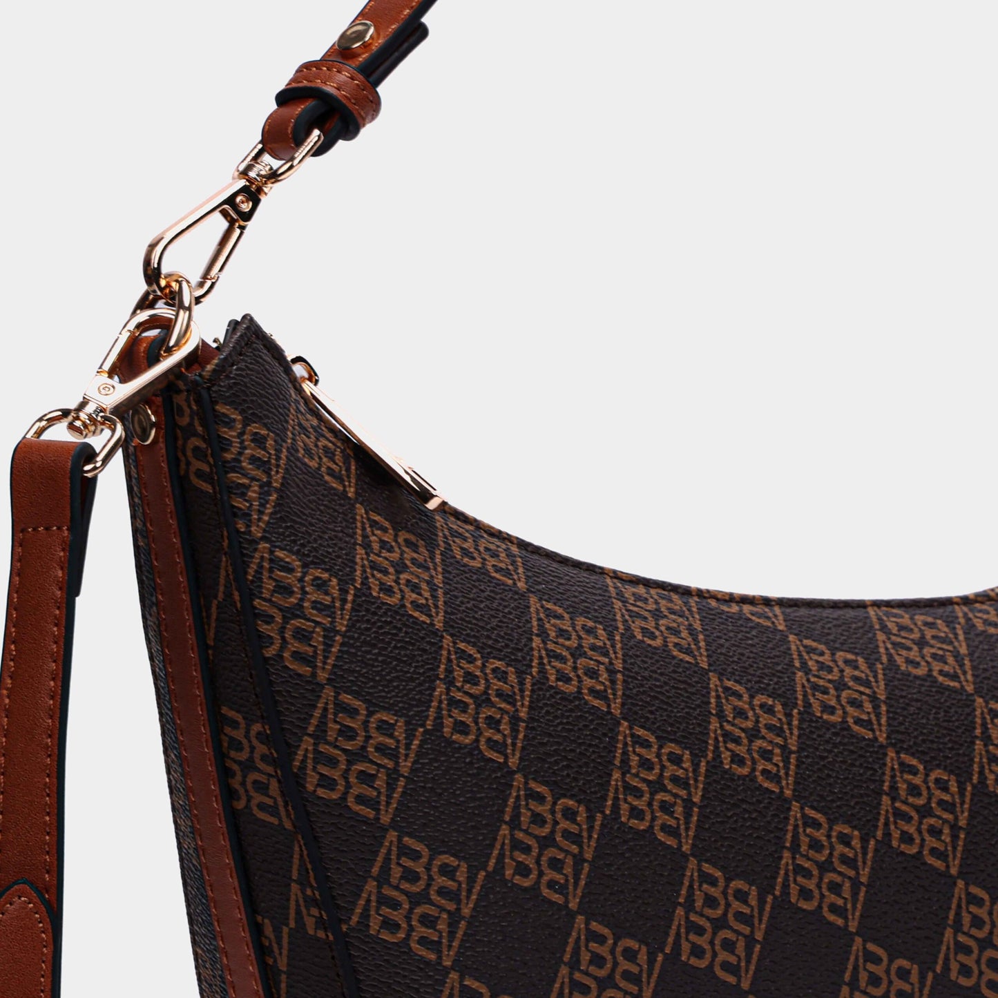 Binnari - Loja Half Moon Brown Mix Printed Shoulder/Crossover Bag